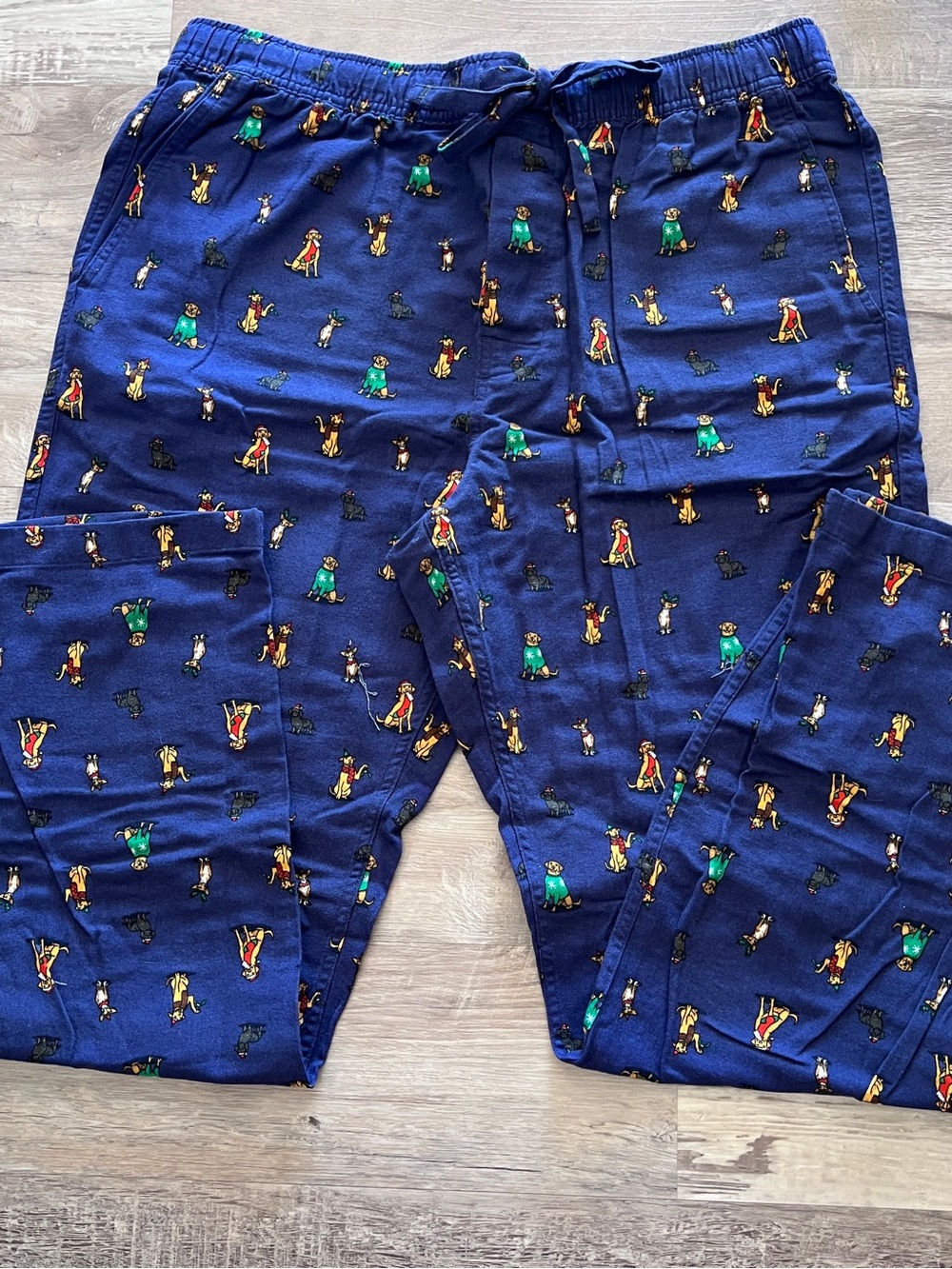 J. Crew Mens Flannel Christmas DOGS Sleep Pants Sz L Blue Cotton New W/Tags